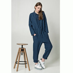 Dark Gray Linen Jumpsuit long sleeve
